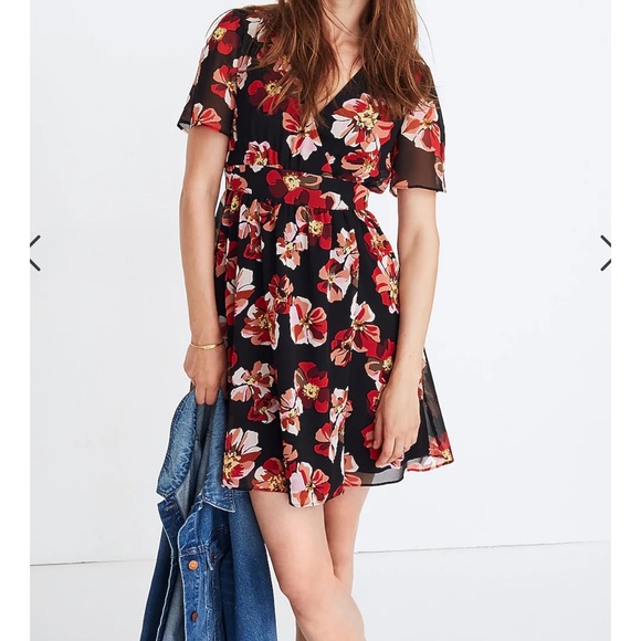 NWT Madewell Tulip-Sleeve Mini Dress in French Rose size 4 - Picture 2 of 5